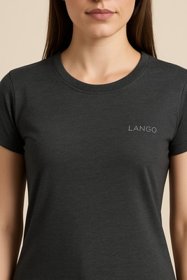 F65 Solid Women Round Neck Grey T-Shirt
