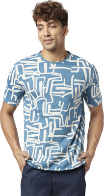 7 Alt by Pantaloons Graphic Print Men Round Neck Blue T-Shirt