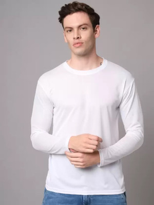 SM SHAYAM CREATION Solid Men Round Neck White T-Shirt