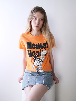 ONLY Printed Women Round Neck Orange T-Shirt