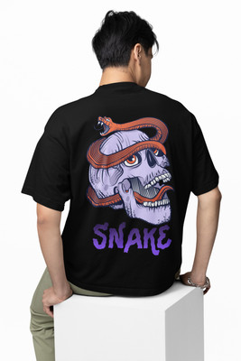 Hello Swanky Printed Men Round Neck Black T-Shirt