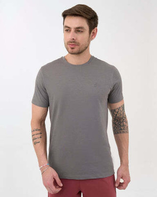 DCYPHR Solid Men Round Neck Grey T-Shirt