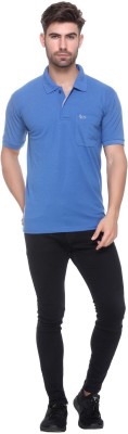 RYTONZ Solid Men Polo Neck Blue T-Shirt