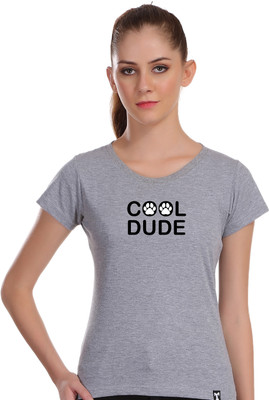 APE Printed Women Round Neck Grey T-Shirt
