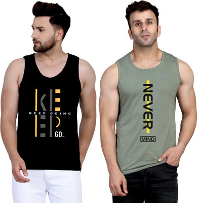 SLOWLORIS Printed Men Scoop Neck Black, Light Green T-Shirt