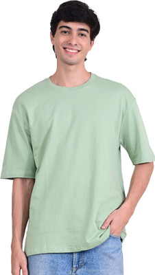 Raji Enterprises Solid Men Round Neck Light Green T-Shirt