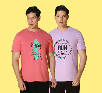 WOOSTRO Printed Men Round Neck Multicolor T-Shirt