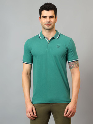 CANTABIL Solid Men Polo Neck Light Green T-Shirt
