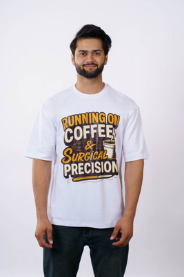 Bandar Baant Graphic Print Men Round Neck White T-Shirt