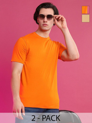 Moda Rapido Solid Men Round Neck Beige T-Shirt