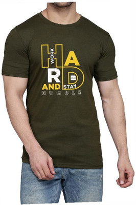 WOOSTRO Typography Men Round Neck Dark Green T-Shirt