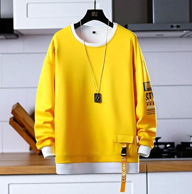 Autna Printed Men Round Neck Yellow T-Shirt
