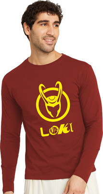 OrrganicChics Printed Men Round Neck Maroon T-Shirt