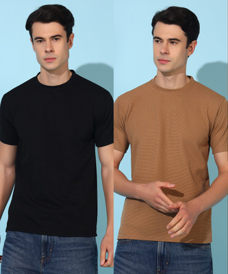 Christy World Self Design Men Round Neck Multicolor T-Shirt
