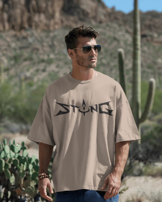 silver moon clothing Printed Men Round Neck Beige T-Shirt
