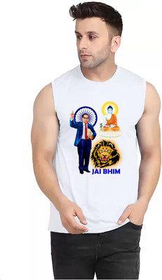 Think Tech Printed Men Round Neck White T-Shirt