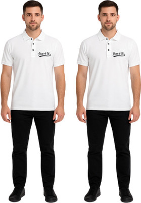 Blooming Printed Men Polo Neck White T-Shirt