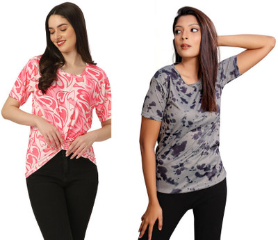 Aapache Tie & Dye Women Scoop Neck Multicolor T-Shirt