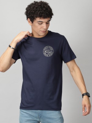 THE HOLLANDER Typography Men Round Neck Dark Blue T-Shirt