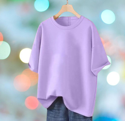 LIULA CORPORATION Printed Women Round Neck Purple T-Shirt