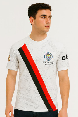 MSV Printed Men Polo Neck White T-Shirt