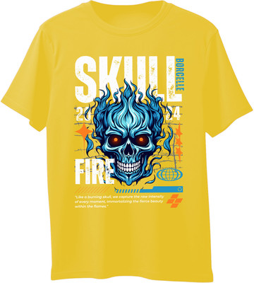 VIRAJ VINTAGE Graphic Print Men Round Neck Yellow T-Shirt