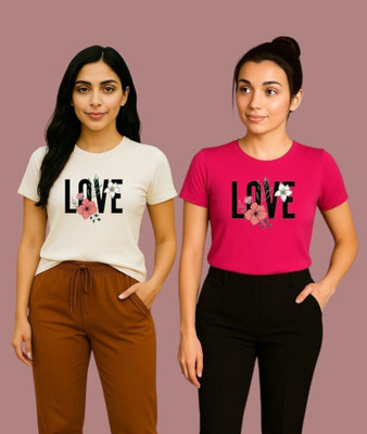 Moldify Printed Women Round Neck Multicolor T-Shirt