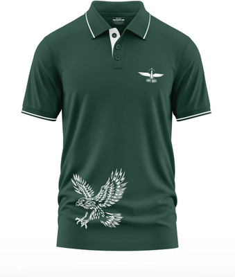 Warriorworld Typography Men Polo Neck Green T-Shirt