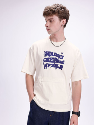 Kook N Keech Printed Men Round Neck White T-Shirt