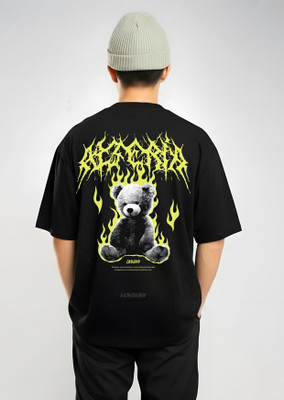 Lavka Printed Men Round Neck Black T-Shirt