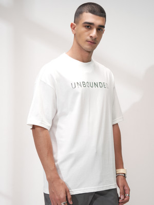 HIGHLANDER Printed Men Round Neck White T-Shirt