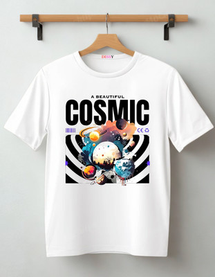 DIBBY Printed Men Round Neck White T-Shirt