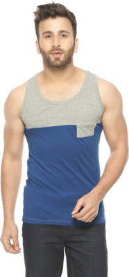 GEUM Solid Men Scoop Neck Blue, Black T-Shirt