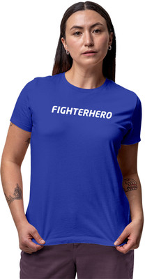 Fighterhero Printed Women Round Neck Blue T-Shirt