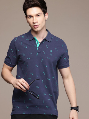 WROGN Printed Men Round Neck Blue T-Shirt
