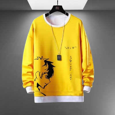 cnw Printed Men Round Neck Yellow T-Shirt