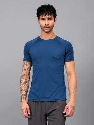 Fricker Solid Men Round Neck Blue T-Shirt