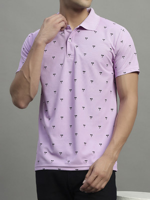 BLISS BOYS Printed Men Polo Neck Purple T-Shirt