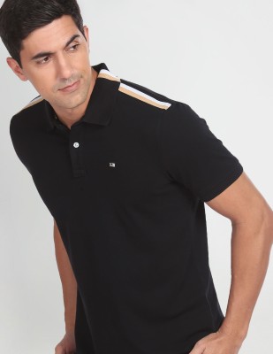 ARROW Solid Men Polo Neck Black T-Shirt