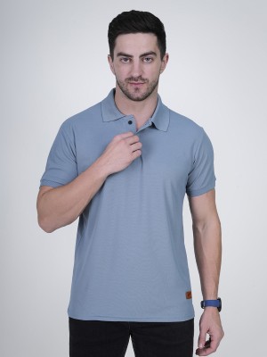 Polo Plus Solid Men Polo Neck Grey T-Shirt