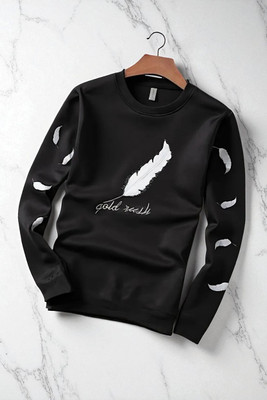 FAOES Printed Men Round Neck Black T-Shirt