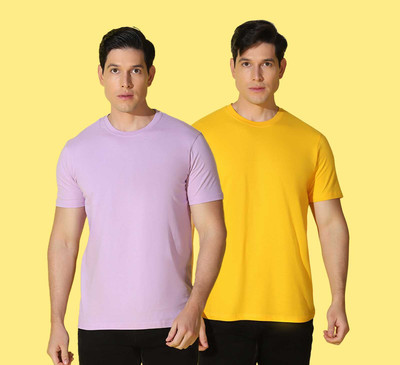 WOOSTRO Solid Men Round Neck Multicolor T-Shirt