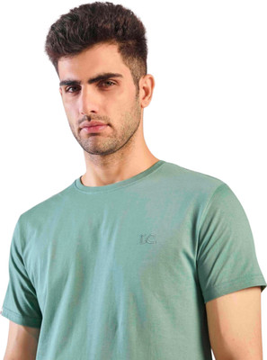 LONDON COLORS Solid Men Round Neck Green T-Shirt