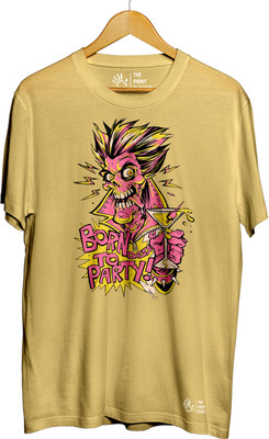 THE PRINT PLATTER Printed Men Round Neck Yellow T-Shirt