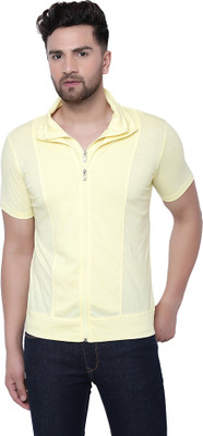 Adorbs Trend Solid Men Polo Neck Yellow T-Shirt