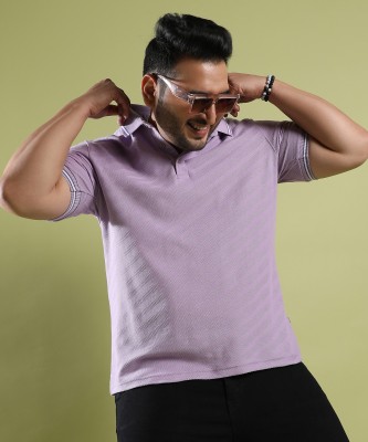 Instafab Plus Solid Men Polo Neck Purple T-Shirt