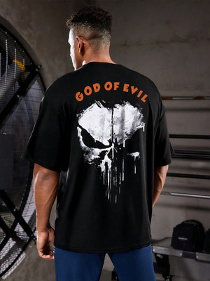 Leotude Printed Men Round Neck Black T-Shirt