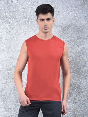 Force NXT Solid Men Round Neck Red T-Shirt