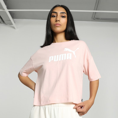 PUMA Solid Women Crew Neck Pink T-Shirt