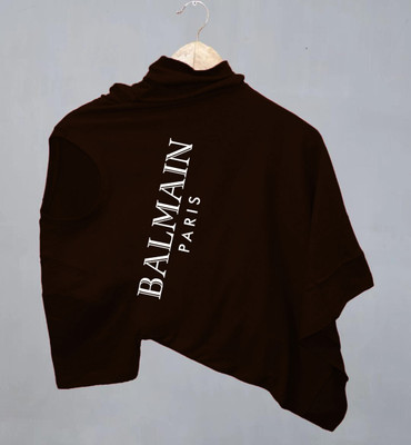 LWEXS Printed Women Round Neck Brown T-Shirt